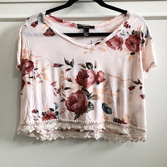 F21 Floral Crop Top - Picture 1 of 3